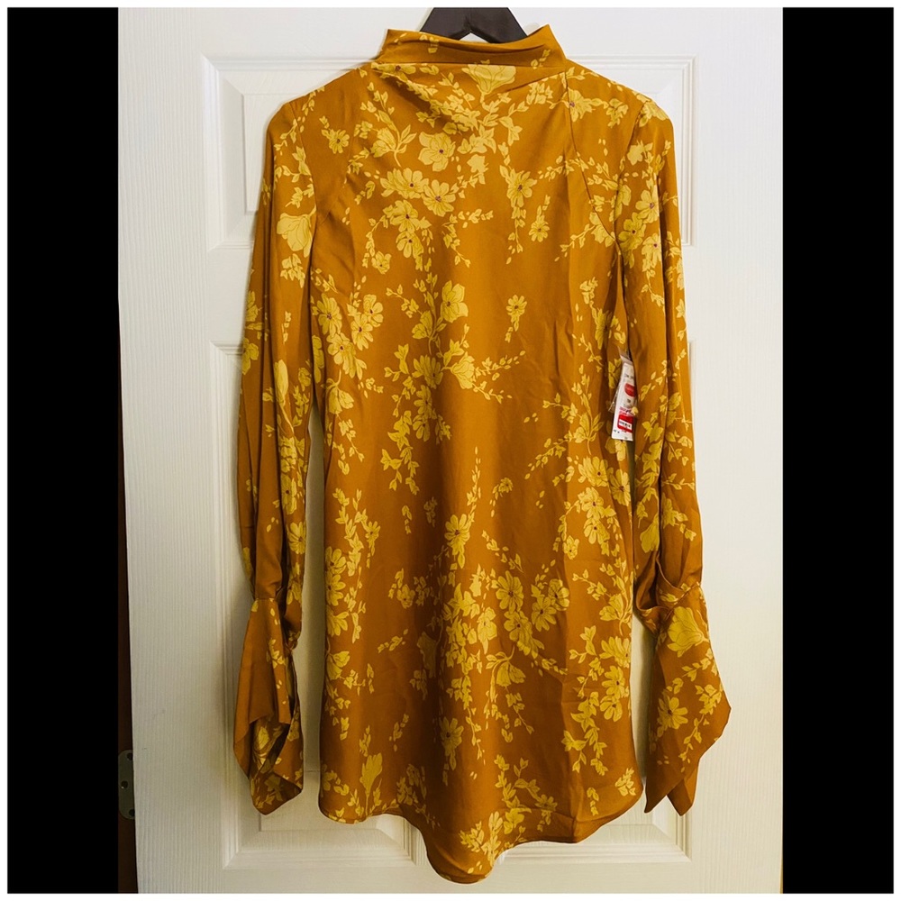 NWT Free People Aries Cutout Mini Dress $118 Gold Combo